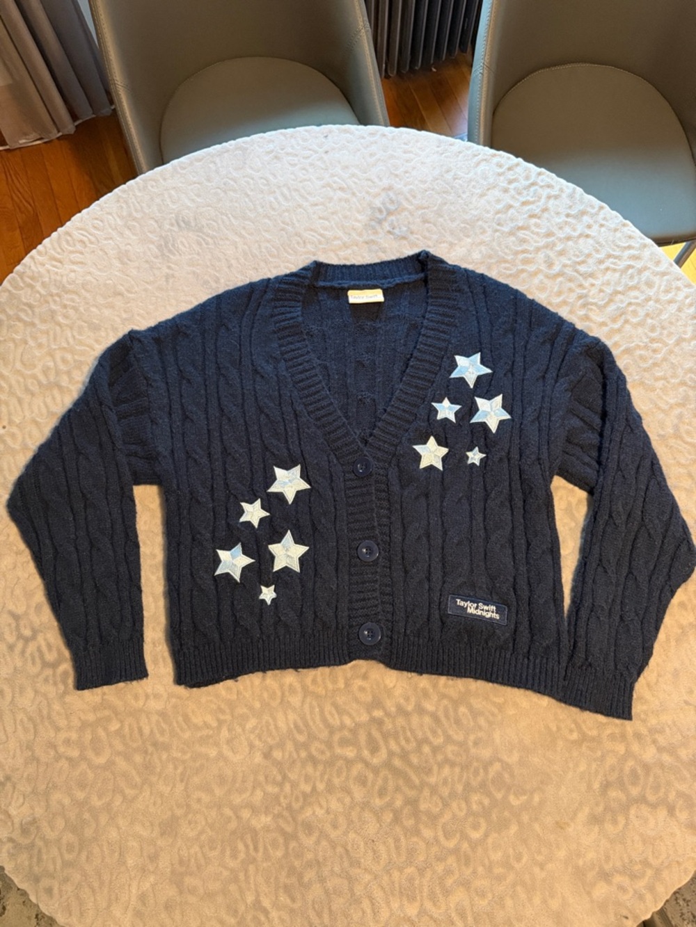 Taylor Swift Navy Cable-Knit Star Patch Cardigan